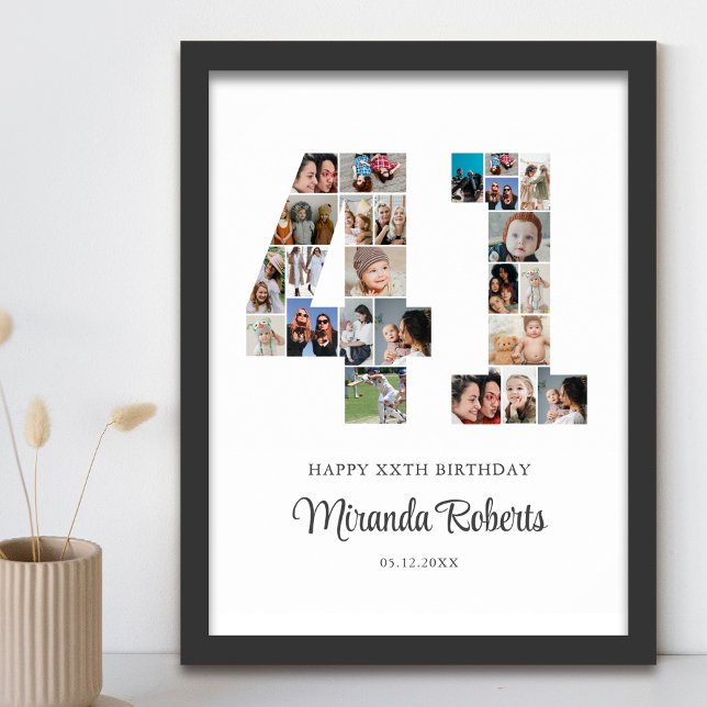 41st Birthday Number 41 Custom Photo Collage Poster (Creator Uploaded)