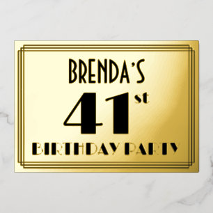 41st Birthday Party — Art Deco Look “41” + Name