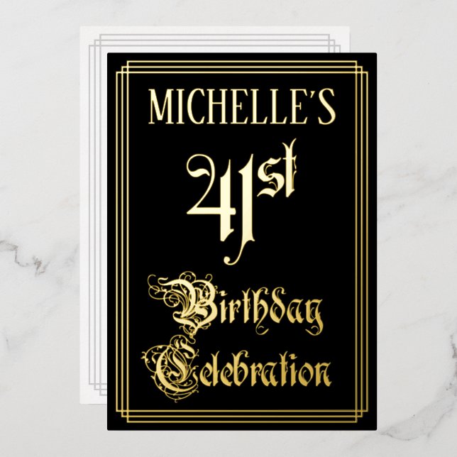 41st Birthday Party — Fancy Script & Custom Name (Front/Back)