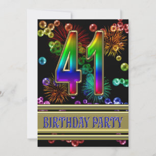 41st Birthday party Invitation with bubbles