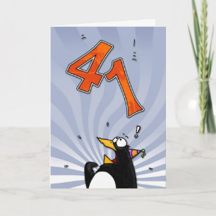 41st Birthday - Penguin Surprise Card