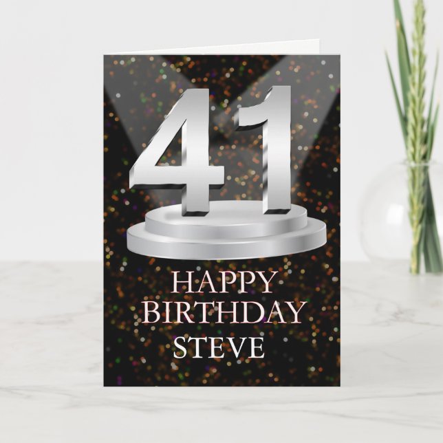 41st Birthday Spotlights Add A Name Card (Front)