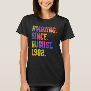 41st Birthday Tie Dye Amazing Since August 1982 41 T-Shirt