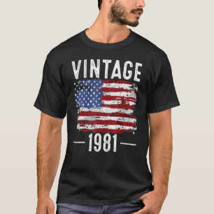 41st Birthday Usa Flag Vintage American Flag 1981 T-Shirt