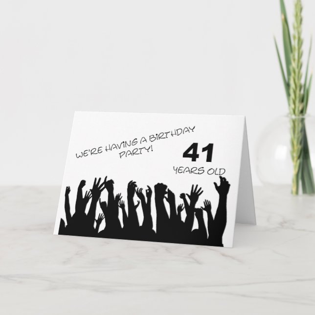 41st party invitation with a cheering crowd (Front)