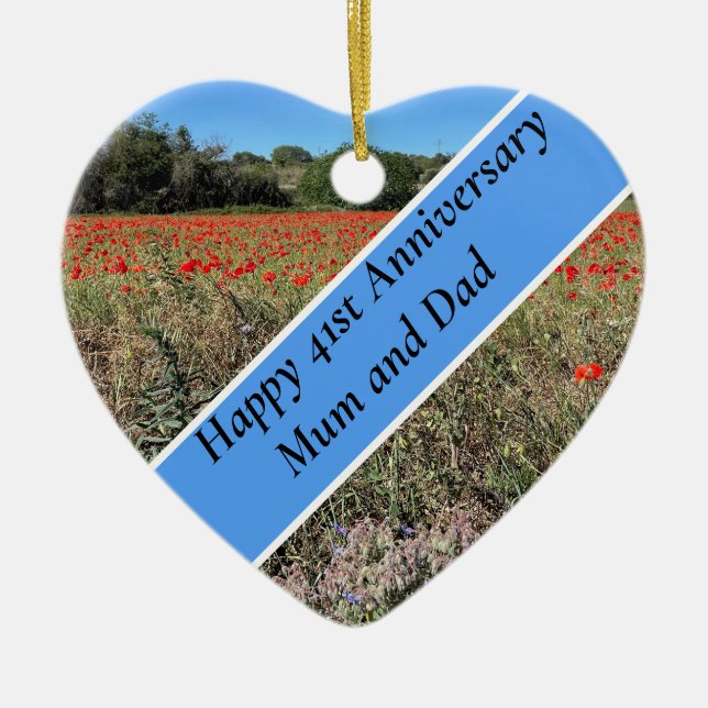 41st Wedding Anniversary  Ceramic Ornament (Front)