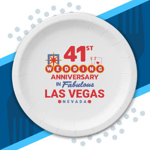 41st Wedding Anniversary Couples Las Vegas Trip Paper Plate
