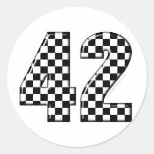 42 chequered number classic round sticker