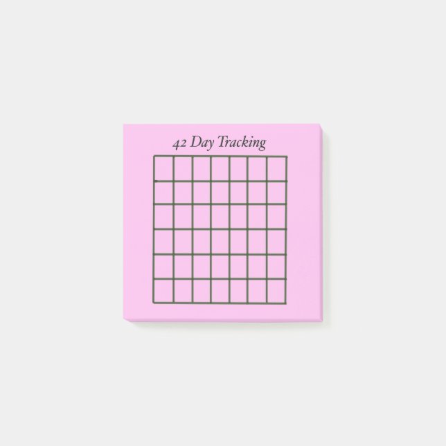 42 Day Tracking Pink Sticky Notes (Front)