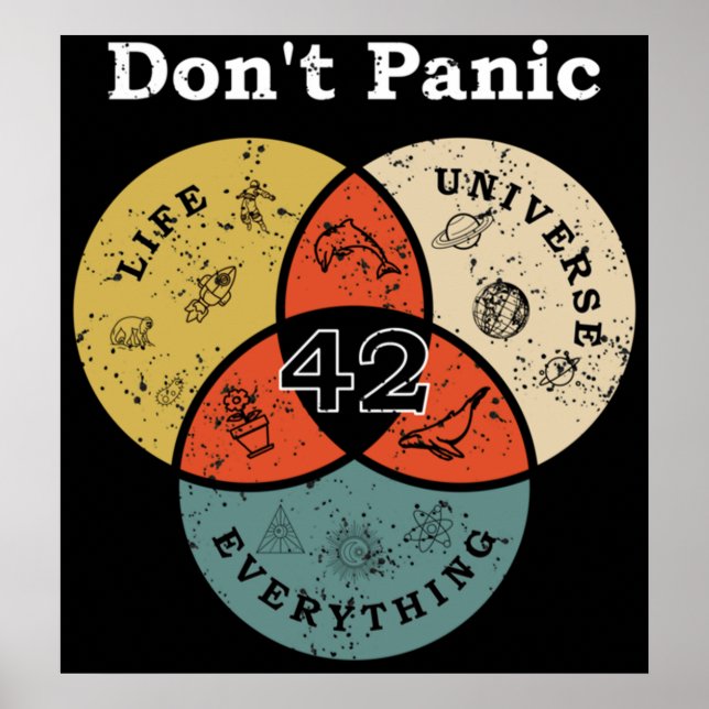 42 Dont Panic Life Universe Everything Hitchhike Poster (Front)