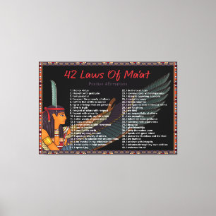 42 Laws Of Maat - Positive Affirmations Canvas Pri Print