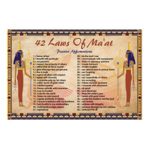 42 Laws Of Maat - Positive Affirmations Poster
