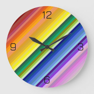 42 Stripes Rainbow Spectrum Large Clock