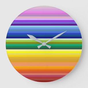 42 Stripes Rainbow Spectrum Large Clock