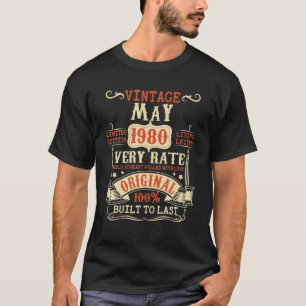 42 Year Old 42Th Birthday Gifts Vintage May 1980 T-Shirt