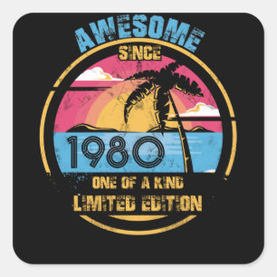 42 Year Old Awesome Since 1980 42nd Birthday Square Sticker