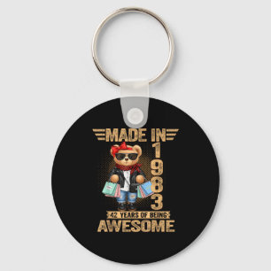 42 Year Old Made In 1983 Teddy Bear 42nd Birthday Key Ring