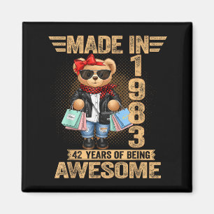 42 Year Old Made In 1983 Teddy Bear 42nd Birthday Magnet