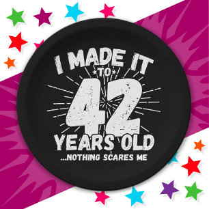 42 Year Old Sarcastic Meme Funny 42nd Birthday Paper Plate