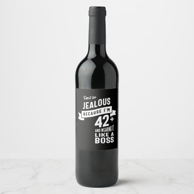 42 Years Old - 42nd Birthday Funny Gift Wine Label (Front)