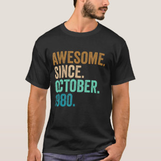 42 Years Old  Awesome Since October 1980 42nd Birt T-Shirt