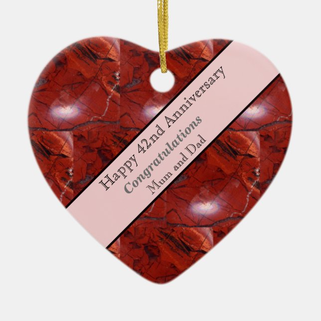 42nd Anniversary Jasper  Ceramic Ornament (Front)