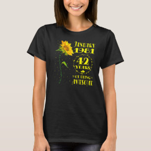 42nd Birthday 42 Year Old Sunflower Born January T-Shirt