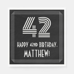 42nd Birthday: Art Deco Inspired Look "42" + Name Napkin