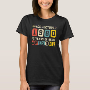 42nd Birthday Awesome Since October 1980 Vintage T-Shirt