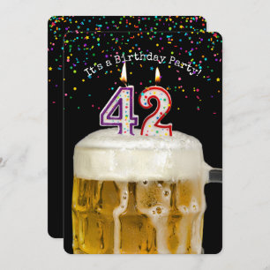 42nd Birthday Candle Party Invitation