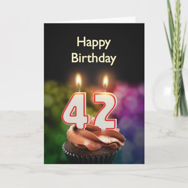 42nd Birthday card with Candles (Front)