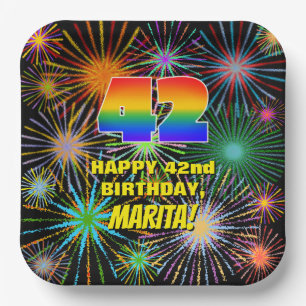 42nd Birthday: Colourful, Fun Celebratory Firework Paper Plate