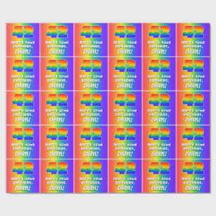 42nd Birthday: Colourful, Fun Rainbow Pattern # 42 Wrapping Paper