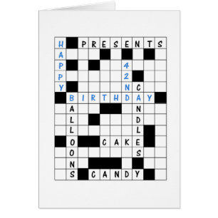 42nd Birthday, Crossword Puzzle Birthday Card
