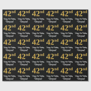 42nd Birthday: Elegant Luxurious Faux Gold Look # Wrapping Paper