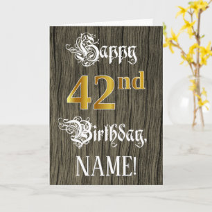 42nd Birthday: Faux Gold Look + Faux Wood Pattern Card