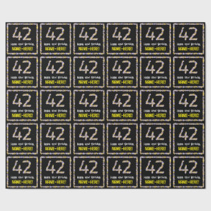 42nd Birthday: Floral Flowers Number, Custom Name Wrapping Paper