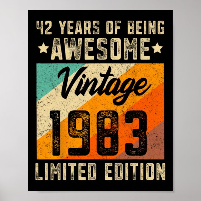 42nd Birthday Men 42 Years Old Women 1983 Limited  Poster (Front)