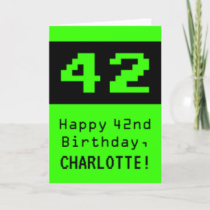 42nd Birthday: Nerdy / Geeky Style "42" and Name Card