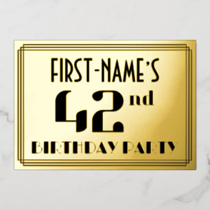 42nd Birthday Party: Art Deco Look “42” and Name
