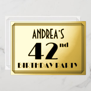 42nd Birthday Party — Art Deco Look “42” + Name