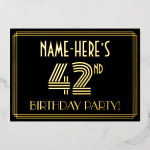 42nd Birthday Party — Art Deco Style “42” + Name