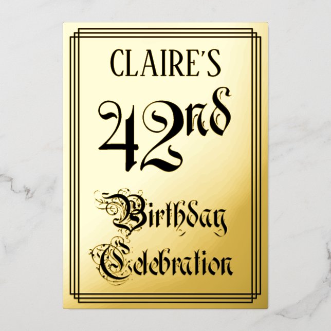 42nd Birthday Party — Elegant Script + Custom Name (Front)