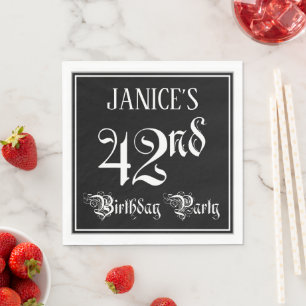 42nd Birthday Party — Fancy Script + Custom Name Napkin