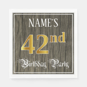 42nd Birthday Party — Faux Gold & Faux Wood Looks Napkin