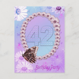 42nd Birthday party Invitation Postcard