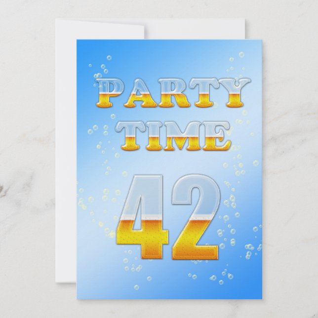 42nd birthday party invitation with beer (Front)