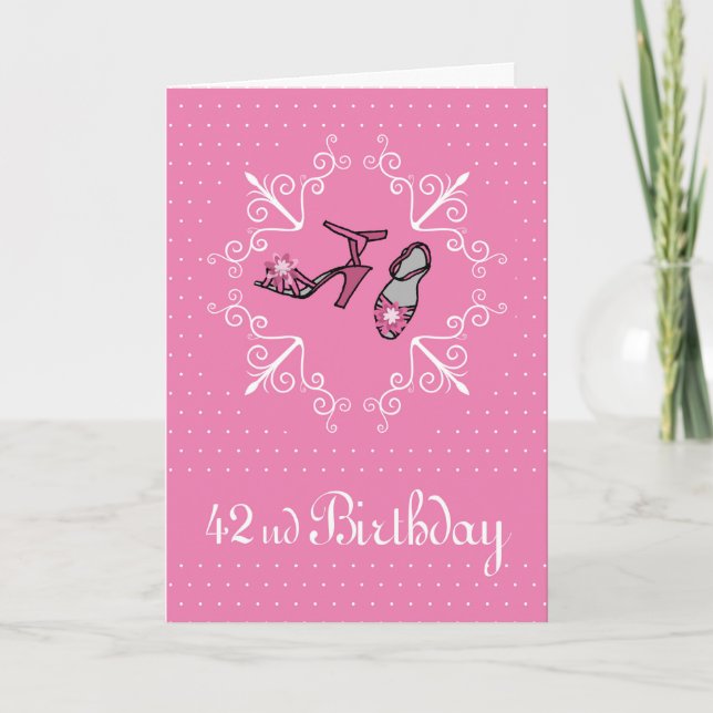 42nd  Birthday, Pink Shoes Card (Front)
