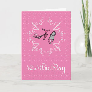 42nd  Birthday, Pink Shoes Card