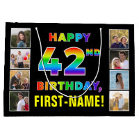 42nd Birthday: Rainbow Text, Custom Photos & Name